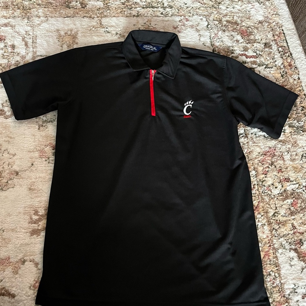 University of Cincinnati Black Polo Shirt with Red Accents